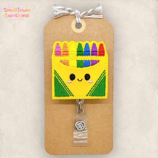 Cute Crayons Badge Reel, Coloring Badge Reel, PreK Badge Holder, School Badge Clip, Teacher Lanyard, Coworker Gift, Retractable ID Holder