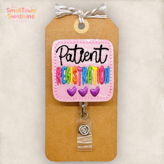 Patient Registration Badge Reel, Patient Services Rep Badge Reel, Medical Lanyard, Coworker Gift, Name Tag, Retractable ID Holder | GLITTER