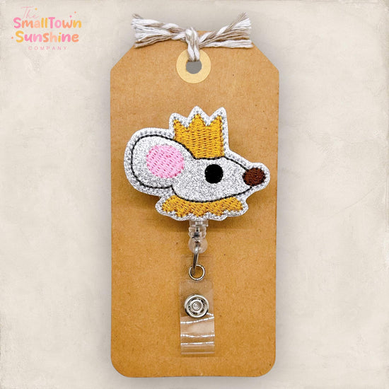 Mouse King Badge Reel, Nutcracker Christmas Badge Reel, Nurse Badge Clip, Teacher Lanyard, Coworker Gift, Retractable ID Holder | GLITTER