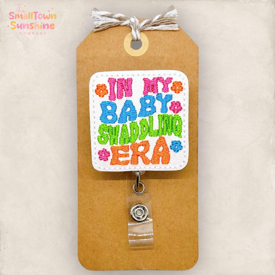 Baby Swaddling Era Badge Reel, NICU Badge Clip, Nursery Nurse Badge Clip, L & D Lanyard, Coworker Gift, Retractable ID Holder | GLITTER