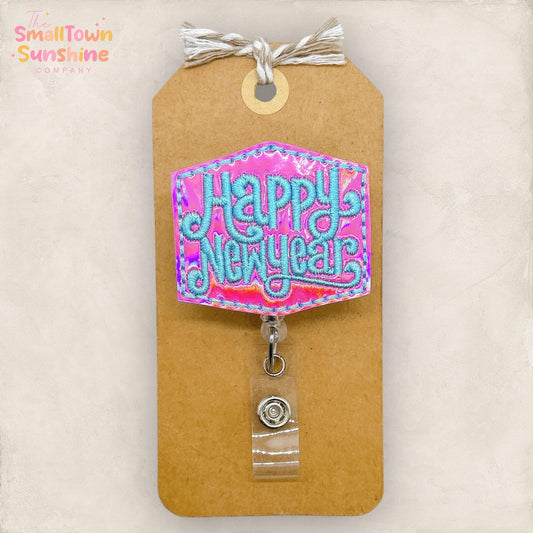 Happy New Year Badge Reel, New Year’s Eve Badge Reel, Nurse Badge Clip, Teacher Lanyard, Coworker Gift, Name Tag, Retractable ID Holder