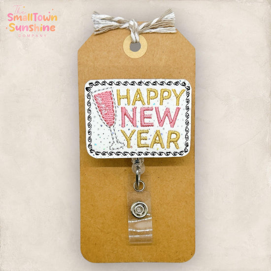 Happy New Year Badge Reel, New Year’s Eve Champagne Topper, Nurse Badge Clip, Teacher Lanyard, Coworker Gift, Retractable ID Holder