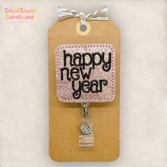 Happy New Year Badge Reel, New Year’s Eve Badge Reel, Nurse Badge Clip, Teacher Lanyard, Coworker Gift, Retractable ID Holder | GLITTER