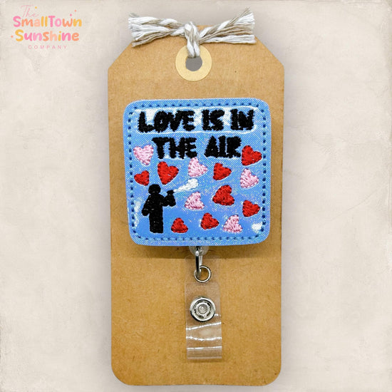 Love is in the Air Retractable Badge Reel: Valentine’s Day ID Holder, Name Tag, Topper, Coworker Gift, Lanyard, MRI Safe, Heavy Duty Options