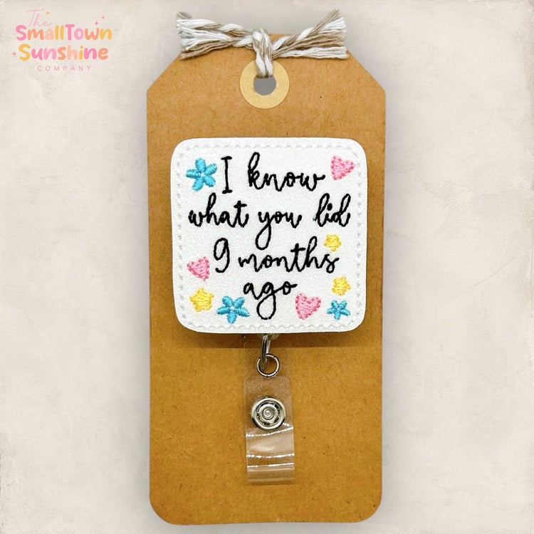 9 Months Ago Retractable Badge Reel: Labor & Delivery ID Holder, Name Tag, Topper, Coworker Gift, MRI Safe, Heavy Duty Options | GLITTER