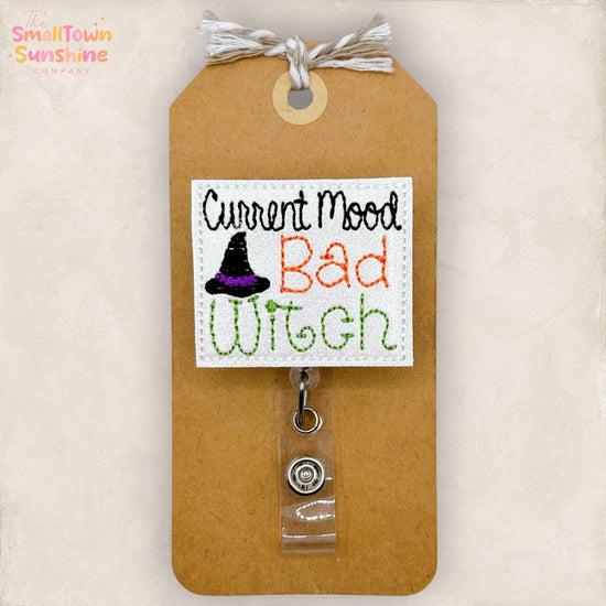 Good Witch Retractable Badge Reel: Halloween ID Holder, Name Tag, Swappable Topper, Coworker Gift, Lanyard, MRI Safe, Heavy Duty | GLITTER