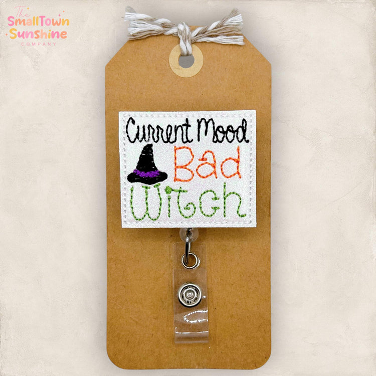 Good Witch Retractable Badge Reel: Halloween ID Holder, Name Tag, Swappable Topper, Coworker Gift, Lanyard, MRI Safe, Heavy Duty | GLITTER