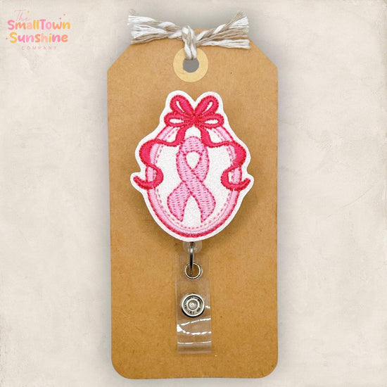 Vintage Breast Cancer Cameo Retractable Badge Reel: Oncology ID Holder, Name Tag, Topper, Coworker Gift, Lanyard, MRI Safe Option | GLITTER