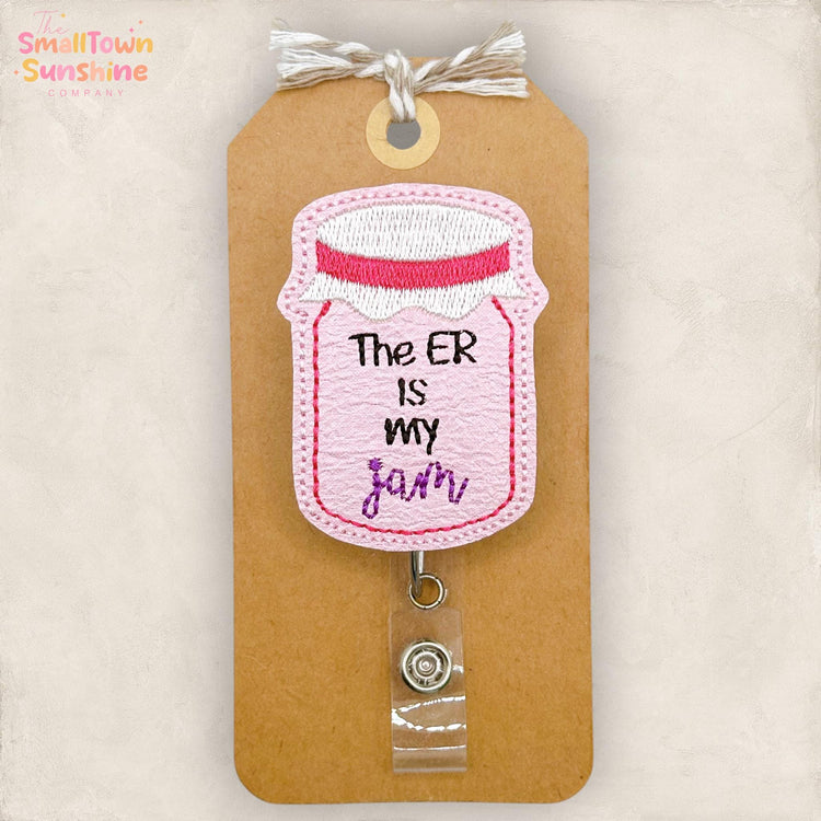 The ER is my Jam Retractable Badge Reel: Emergency Room ID Holder, Name Tag, Swappable Topper, Coworker Gift, Lanyard, MRI Safe, Heavy Duty