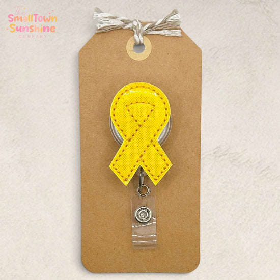 Childhood Cancer Ribbon Retractable Badge Reel: Awareness ID Holder, Name Tag, Swappable Topper, Coworker Gift, MRI Safe, Heavy Duty