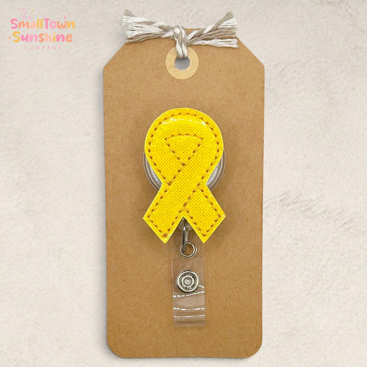 Childhood Cancer Ribbon Retractable Badge Reel: Awareness ID Holder, Name Tag, Swappable Topper, Coworker Gift, MRI Safe, Heavy Duty