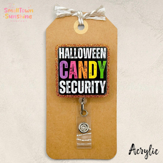 Halloween Candy Security Retractable Badge Reel: Funny Id Holder, Name Tag, Coworker Gift, Lanyard, MRI Safe, Heavy Duty | ACRYLIC GLITTER