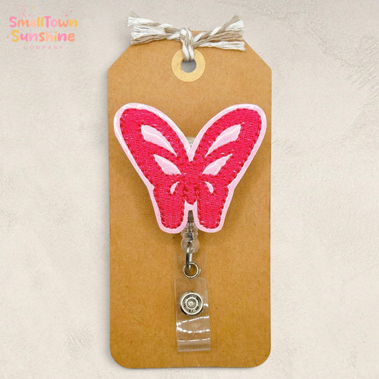 Country Singer Butterfly Retractable Badge Reel: ID Holder, Name Tag, Swappable Topper, Coworker Gift, Lanyard, MRI Safe, Heavy Duty Options