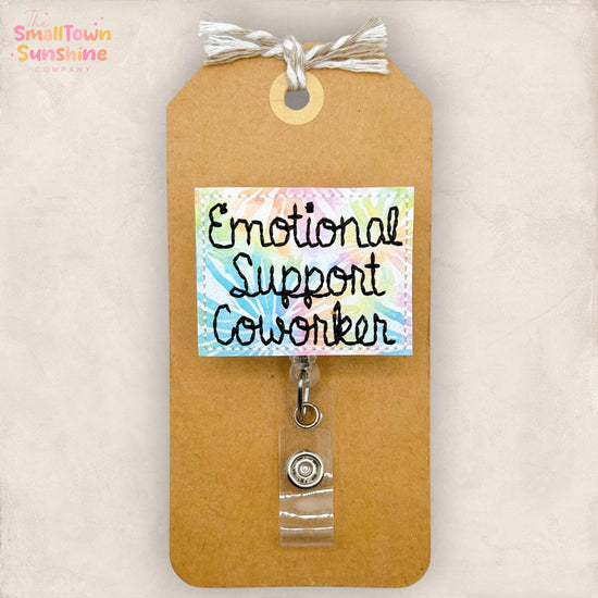 Emotional Support Coworker Retractable Badge Reel: Work Bestie ID Holder, Name Tag, Topper, Coworker Gift, Lanyard, MRI Safe, Heavy Duty