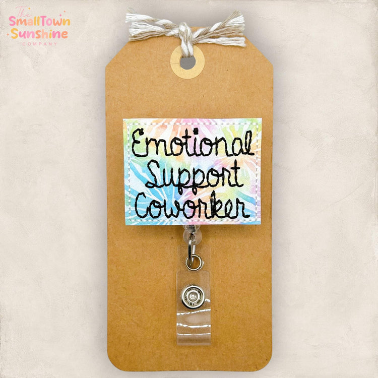 Emotional Support Coworker Retractable Badge Reel: Work Bestie ID Holder, Name Tag, Topper, Coworker Gift, Lanyard, MRI Safe, Heavy Duty