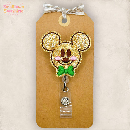 Christmas Gingerbread Retractable Badge Reel: ID Holder, Name Tag, Swappable Topper, Coworker Gift, Lanyard, MRI Safe, Heavy Duty | GLITTER