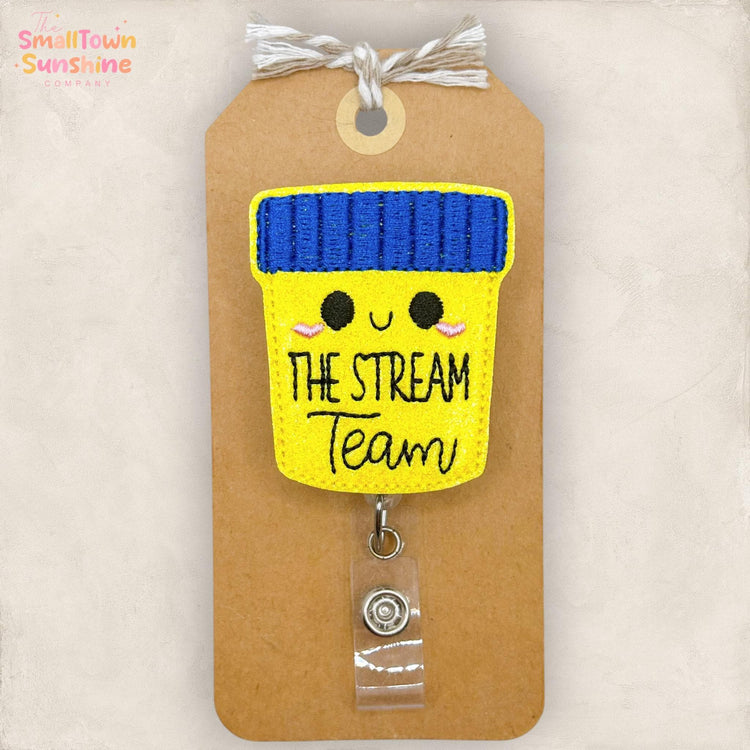 Stream Team Retractable Badge Reel: Urine Cup ID Holder, Urology Name Tag, Topper, Coworker Gift, Lanyard, MRI Safe, Heavy Duty | GLITTER